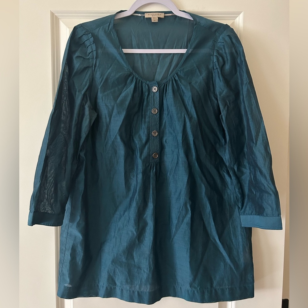 Burberry Brit Teal Scoop-Neck Button Blouse (Size M) - Picture 4 of 10
